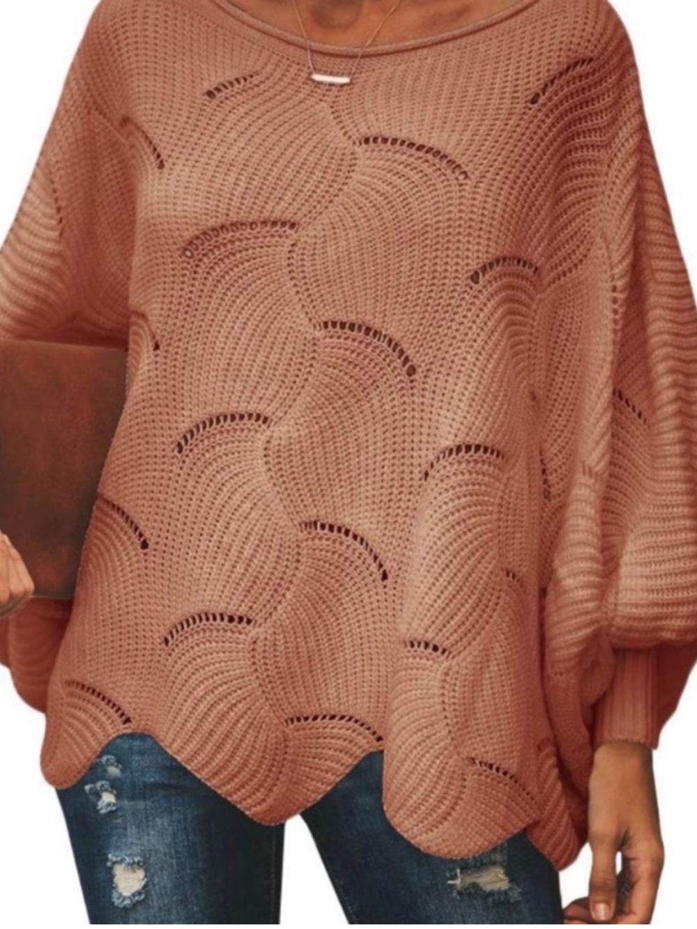Moon & Madison Batwing poncho Sweater Copper Color Small